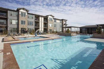 Resort style swimming pool and hot tub